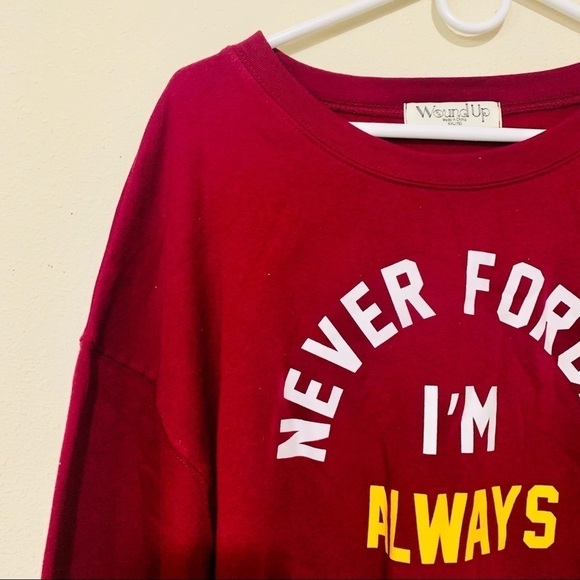 NWT WOUND UP NEVER FORGET burgundy SWEATSHIRT XXL - Picture 4 of 8